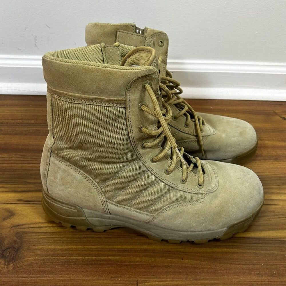 Original S.W.A.T. Classic 9 Side Zip Tactical Boots Mens 12 Tan Suede Combat